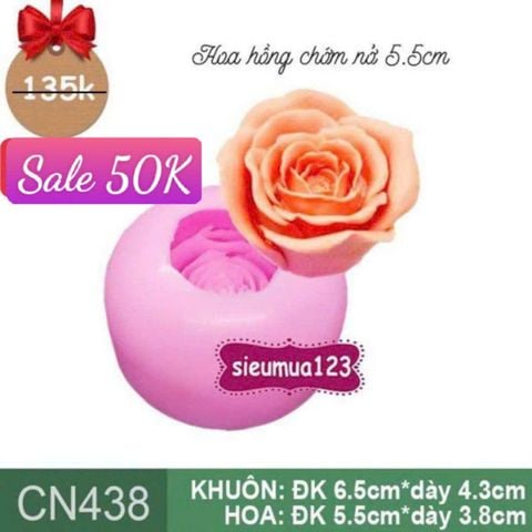 Khuôn silicon hoa hồng chớm nở 5,5cm ( CN438 )