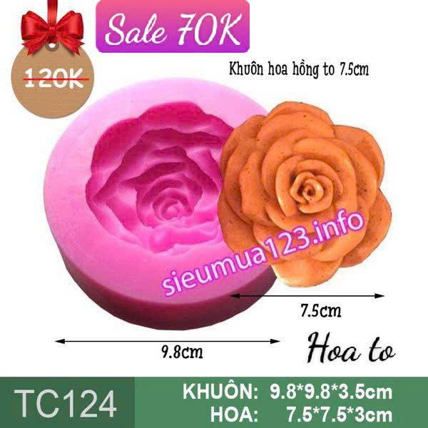 Khuôn silicon làm rau câu Hoa Hồng Nở Xòe To 7.5cm ( TC124 )