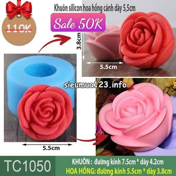 Khuôn silicon làm rau câu hoa hồng cánh dày 5,5cm ( TC1050 )