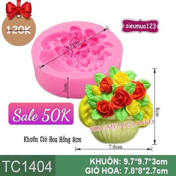 Khuôn Silicon Giỏ Hoa Hồng 8cm ( TC1404 ) làm rau câu