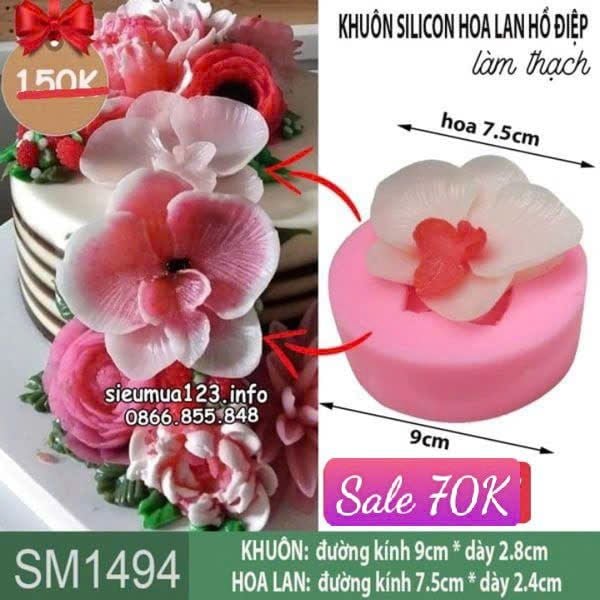 Khuôn silicon hoa lan hồ điệp 7,5cm làm rau câu ( SM1494 )