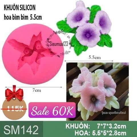 Khuôn silicon chùm hoa bìm bìm 5,5cm ( SM142 )