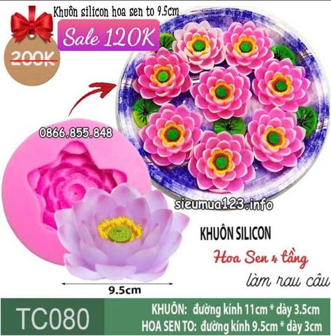 Khuôn silicon làm rau câu hoa sen 4 tầng 9,5cm ( TC080 )