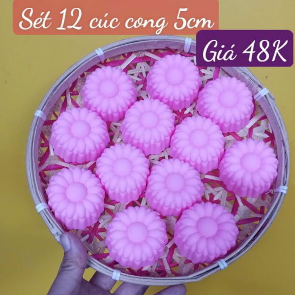 Sét 12 khuôn silicon hoa cúc cong 5cm ( SM1953 ) mẫu 2024
