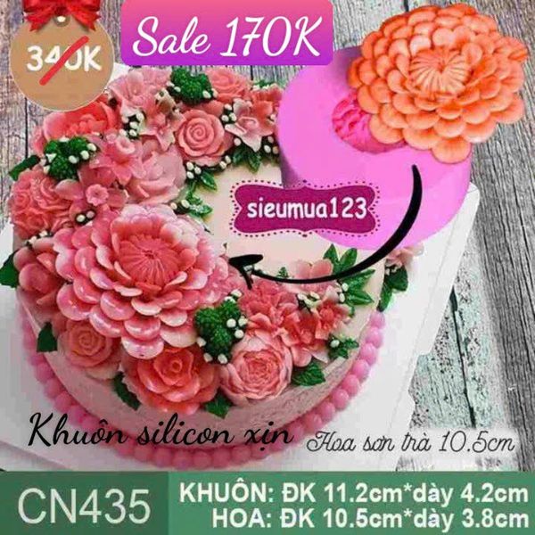 Khuôn silicon hoa sơn trà to nhiều tầng cánh 10,5cm ( CN435 )