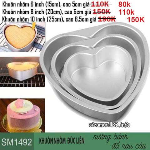 Khuôn nhôm đúc liền cao cấp hình trái tim ( SM1492 ) khuôn dày