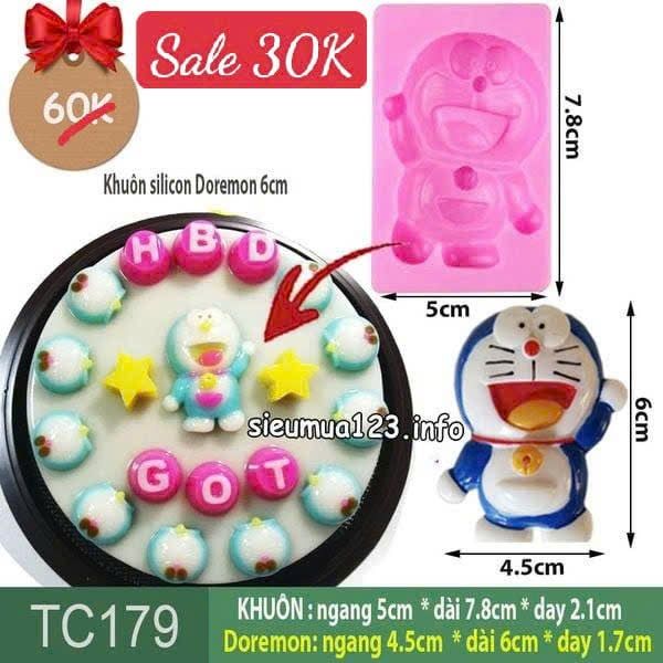 Khuôn silicon làm rau câu Doremon nhỏ vẫy tay 4cm ( TC179 )