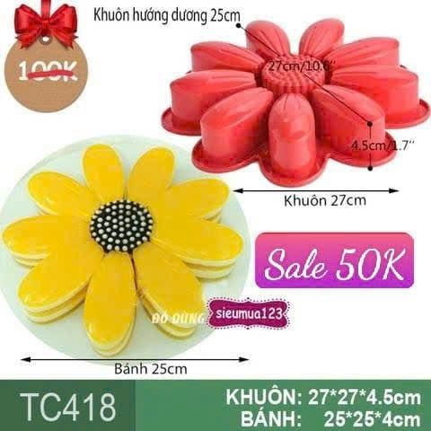 Khuôn silicon làm bánh rau câu hoa hướng dương 25cm ( TC418 )