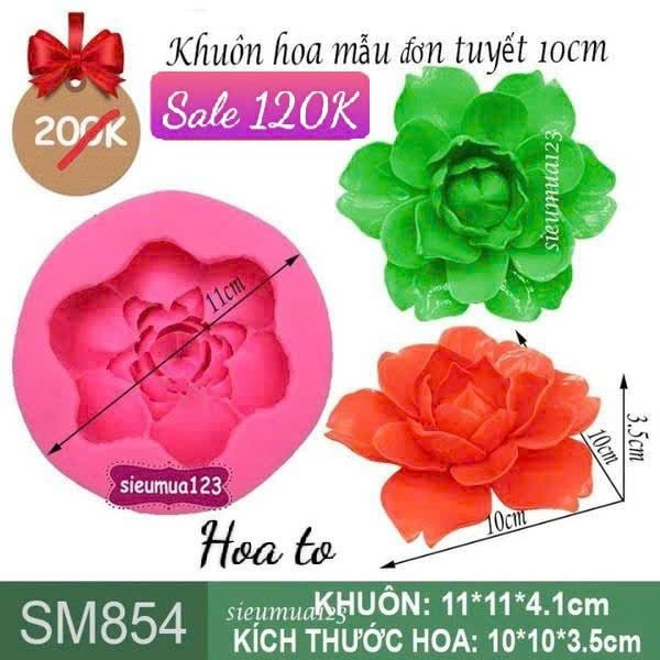 Khuôn silicon hoa mẫu đơn tuyết  10cm ( SM854 )