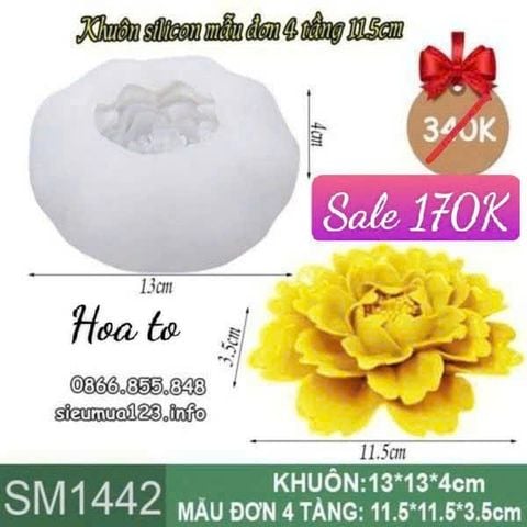 Khuôn silicon làm rau câu hoa mẫu đơn 4 tầng 11,5cm ( SM1442 )