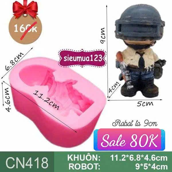 Khuôn rau câu silicon 4d : Khuôn robot to ( CN418 )