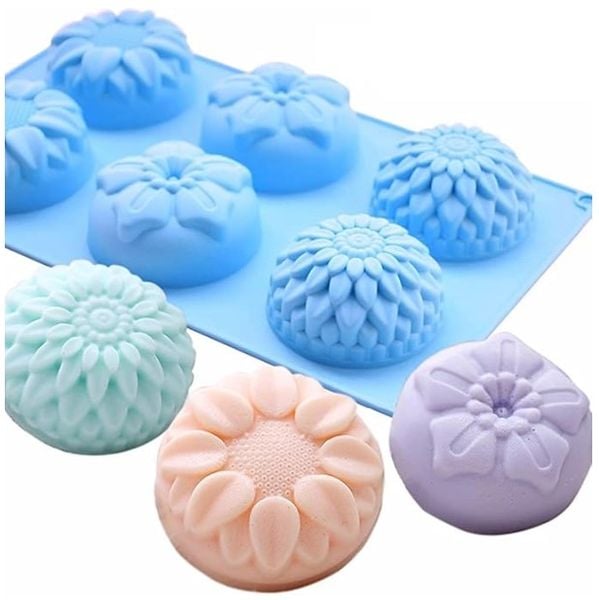 Khuôn silicon 6 hình hoa hướng dương mai cúc 7,2cm ( SM1510 )
