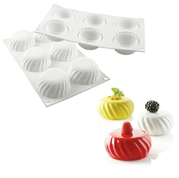Khuôn silicon làm bánh mousse 6 tròn xoắn 7cm ( SM1976 )
