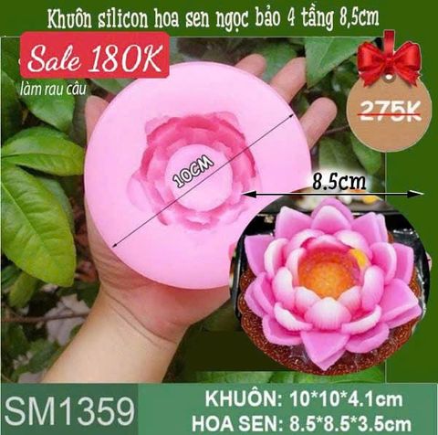 Khuôn silicon hoa sen ngọc bảo 4 tầng 8,5cm ( SM1359 )