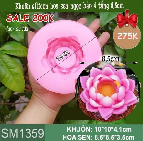 Khuôn silicon hoa sen ngọc bảo 4 tầng 8,5cm ( SM1359 )