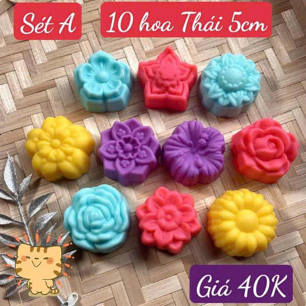 Sét 10 khuôn silicon hoa thái 5cm ( gồm 10 kiểu hoa khác nhau ) ( SM1984 ) mẫu 2024 - SET A
