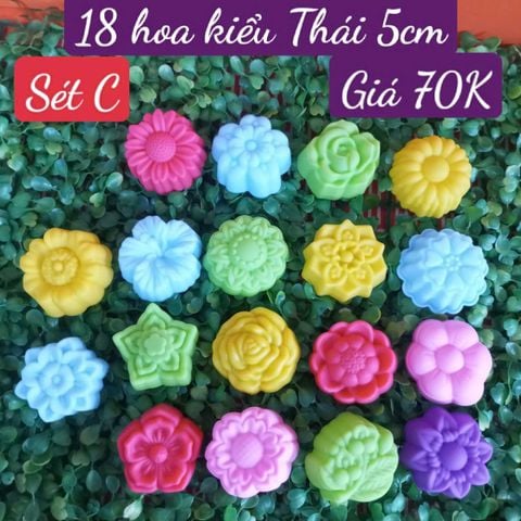 Sét 18 khuôn silicon hoa kiểu Thái 5cm ( gồm 18 kiểu hoa khác nhau ) ( SM1955 ) mẫu 2024