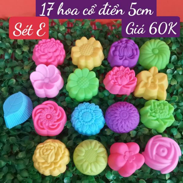 Sét 17 khuôn silicon hoa cổ điển 5cm ( gồm 17 kiểu hoa khác nhau ) ( SM1954 ) mẫu 2024