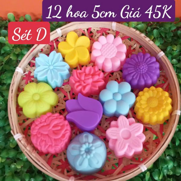 Sét 12 khuôn silicon hoa kiểu lạ 5cm ( gồm 12 kiểu hoa khác nhau ) ( SM1956 ) mẫu 2024