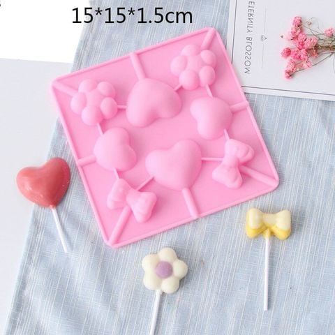 Khuôn silicon làm kẹo trái tim nơ hoa 4,5cm ( SE322 ) SALE OFF
