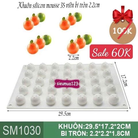 Khuôn silicon mousse 35 viên bi tròn 2,2cm ( SM1030 ) CÒN 5 CÁI