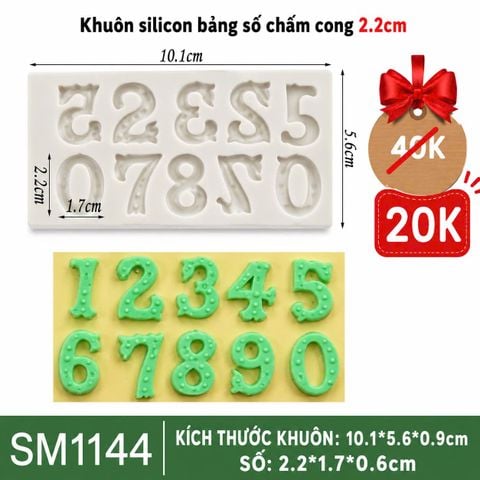 Khuôn silicon bảng số chấm bi cao 2,2cm ( SM1144 )