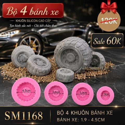 Bộ 4 khuôn silicon bánh xe lớn nhỏ làm rau câu ( SM1168 )