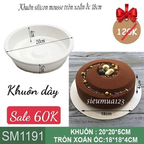 Khuôn bánh mousse : Khuôn silicon tròn xoắn ốc 18cm ( SM1191 ) còn 9 cái