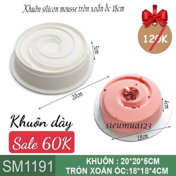 Khuôn bánh mousse : Khuôn silicon tròn xoắn ốc 18cm ( SM1191 ) còn 9 cái