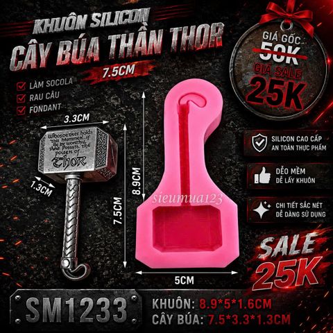 Khuôn silicon cây búa thần Thor 7,5cm ( SM1233 )