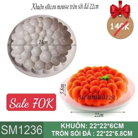 Khuôn bánh mousse : Khuôn silicon tròn sỏi đá 22cm ( SM1236 ) còn 7 cái