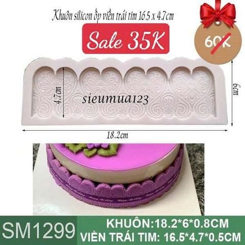 Khuôn silicon ốp viền trái tim 16,5cm ( SM1299 ) màu xám