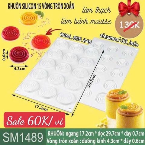 Khuôn silicon 15 vòng tròn xoắn 4,3cm làm bánh mousse ( SM1489 ) CÒN NHIỀU