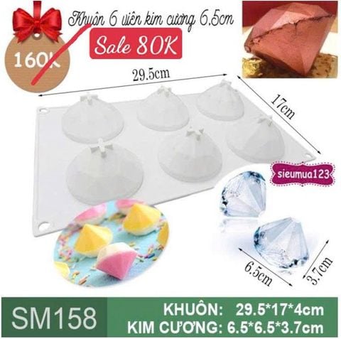 Khuôn bánh mousse : Khuôn 6 viên kim cương 6,5cm ( SM158 ) CÒN NHIỀU