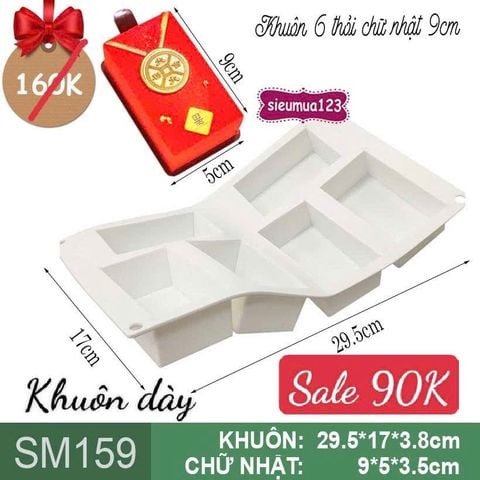 Khuôn bánh mousse : Khuôn 6 thỏi chữ nhật 9cm ( SM159 ) CÒN NHIỀU