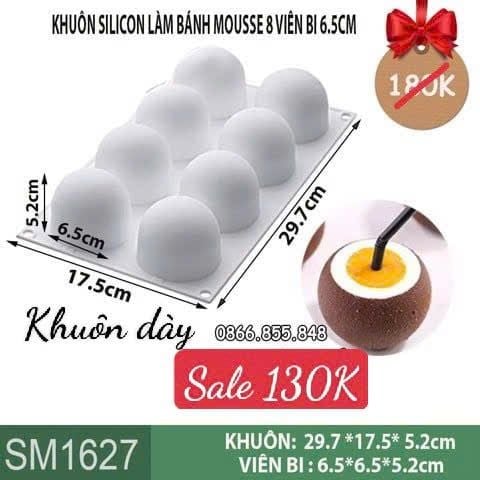 Khuôn silicon làm bánh mousse 8 viên bi 6,5cm ( SM1627 ) CÒN 1 CÁI