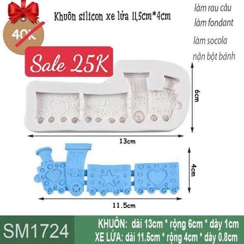 Khuôn silicon xe lửa 11,5cm*4cm ( SM1724 ) mẫu 2024