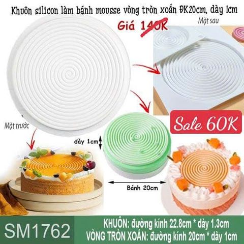Khuôn silicon làm bánh mousse vòng tròn xoắn 20cm ( SM1762 ) CÒN NHIỀU