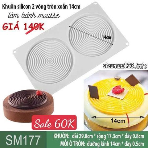 Khuôn silicon mousse 2 vòng tròn xoắn 14cm ( SM177 ) còn 2 cái
