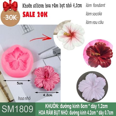 Khuôn silicon hoa râm bụt nhỏ 4,2cm ( SM1809 ) mẫu 2024