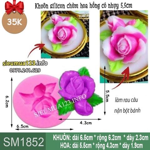 Khuôn silicon chùm hoa hồng có nhụy 5,5cm ( SM1852 )