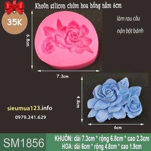 Khuôn silicon chùm hoa hồng nằm 6cm ( SM1856 )