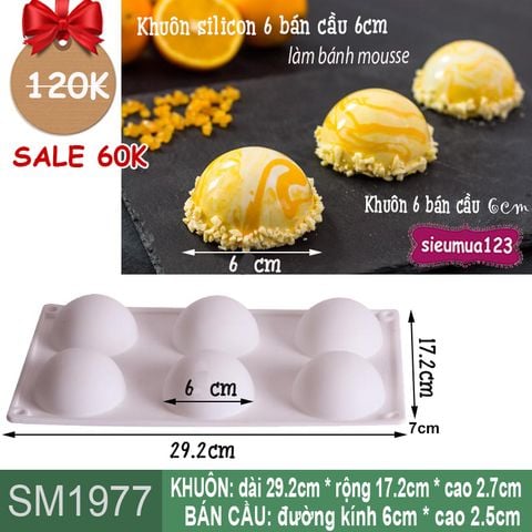 Khuôn silicon làm bánh mousse 6 bán cầu 6cm ( SM1977 )