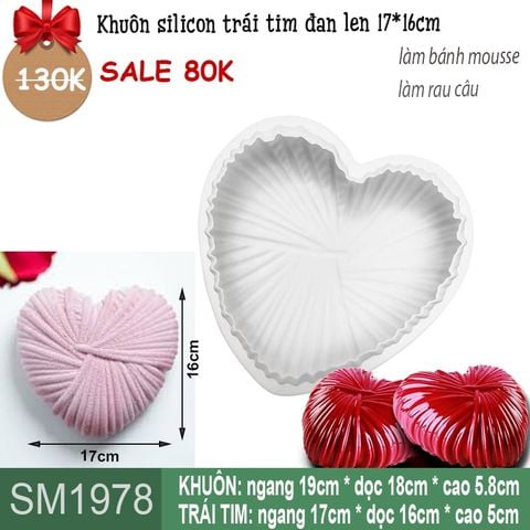 Khuôn silicon làm bánh mousse trái tim đan len 17*16cm ( SM1978 )