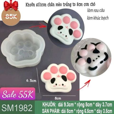 Khuôn silicon chân mèo trắng to 8cm con chó ( SM1982 )