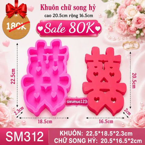 Khuôn rau câu silicon chữ Song Hỷ tiếng Hoa siêu to 20,5cm ( SM312 ) giá 150k