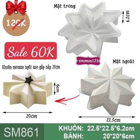 Khuôn mousse ngôi sao gấp nếp 20cm ( SM861 ) còn 8 cái