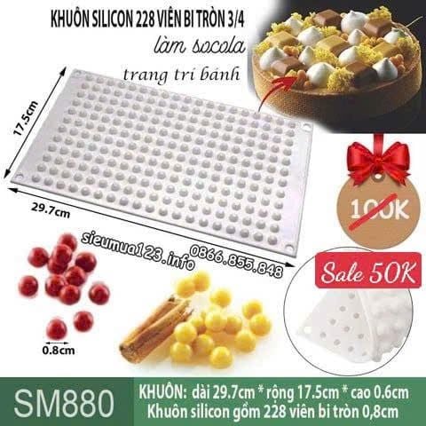 Khuôn silicon 228 viên bi tròn 0,8cm làm socola chocolate chip ( SM880 ) CÒN NHIỀU