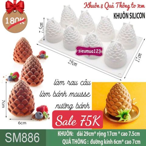 Khuôn silicon 8 quả thông 7cm ( SM886 )