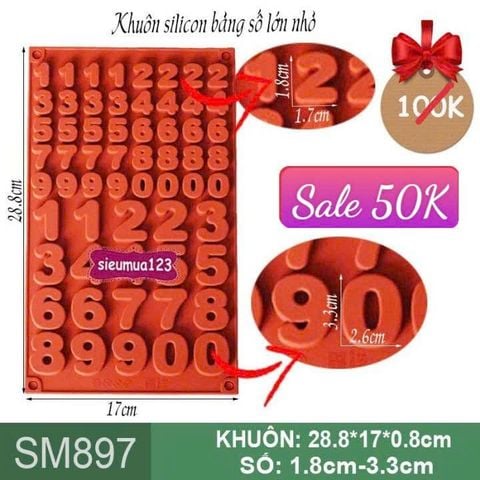 Khuôn silicon bảng số lớn nhỏ 1,8-3,3cm ( SM897 )